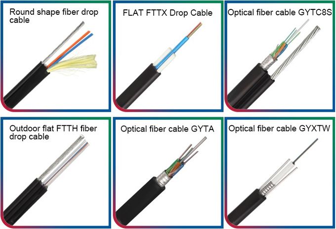 GYTS, GYFTY GJYXCH, GYXTW, ADSS, cables de fribra óptica al aire libre interiores 2 del cable de descenso de FTTH