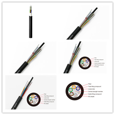 Conducto aéreo GYFTY 12 de G652D 24 48 72 cable óptico de la fibra del solo modo de 96 bases