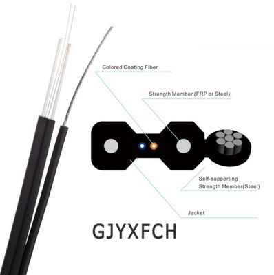 Cable de fribra óptica autosuficiente del descenso de la base SM FTTH de la base 2 de GJYXFCH 1