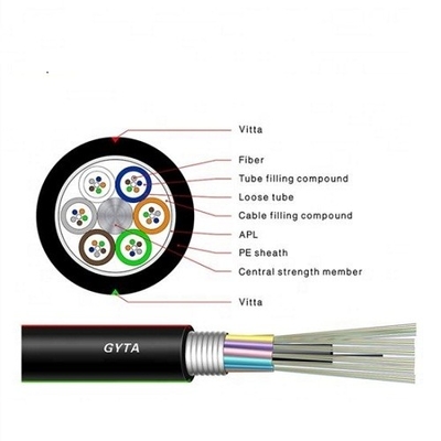 4-144 modo multi del solo modo del cable de fribra óptica de la base GYTA al aire libre