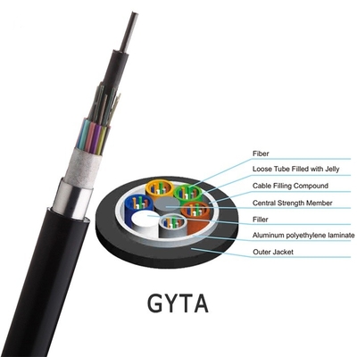 El conducto óptico acorazado al aire libre del cable GYTA de la fibra enterró 24 32 48 84 96 144 288 corazones