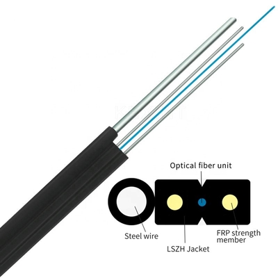 GJYXCH 1 2 4 alambre de acero de la base G657A1 o cable de descenso de la fibra óptica del negro de FRP