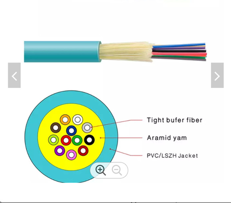 Cable de fibra óptica interior multi tensado 0.9m m del modo GJFJV G652d del almacenador intermediario OM4/OM3