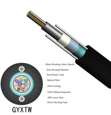 cable de fribra óptica flojo del tubo GYXTW G652d de los 2km