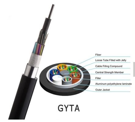 Cable de fibra óptica GYTA de los corazones acorazados al aire libre del cable 2-288