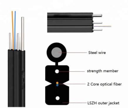 Cable de fribra óptica del descenso de la base el 1KM FTTH de GJYXFCH G657A SM 1