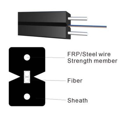 Cable de descenso de fibra óptica de la base FTTH de GJYXCH-1B6 G657A2 1 con el mensajero