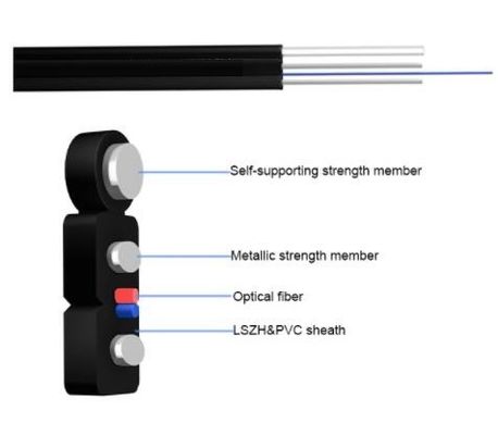 Mensajero de acero autosuficiente Wire FRP G657 4 1 2 cable de descenso de la base FTTH