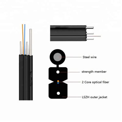 Cable de fribra óptica del descenso de la base FTTH de GJYXFCH G657A SM 1