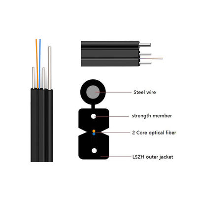 Cable de descenso de acero de la base G657A1 FTTH de la base 4 de Core 2 del mensajero
