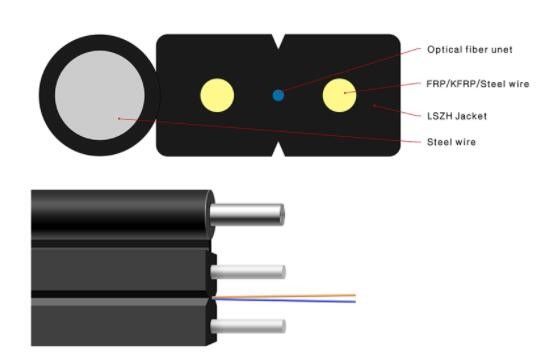 2 4 6 8 10 12 cable de descenso micro al aire libre interior de la base FTTH