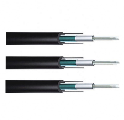 Cable de la fibra de la base GYXTW del solo modo 24 70 grados con el alambre de acero dos