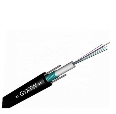 Cable de la fibra de la base GYXTW del solo modo 24 70 grados con el alambre de acero dos