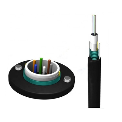 Cable de la fibra de la base GYXTW del solo modo 24 70 grados con el alambre de acero dos